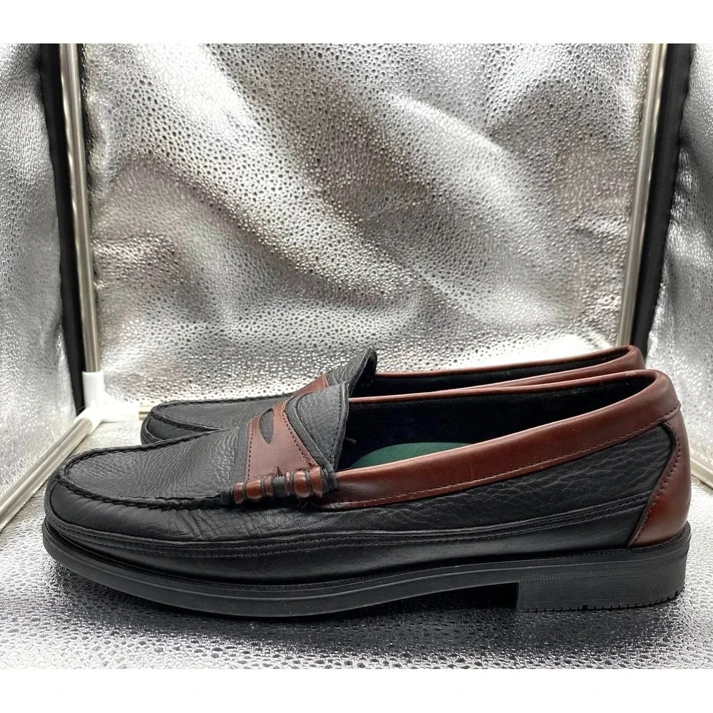 Sebago Broadway 91-7063 Two-Tone Black Brown Leather Penny Loafers Men 10 3E Box